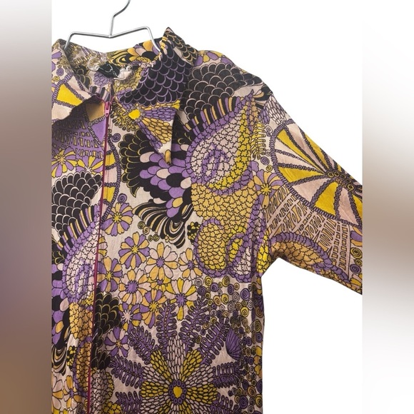 Vintage Loungewear by Danville Purple and Yellow psychedelic Floral Jumpsuit - Picture 7 of 17
